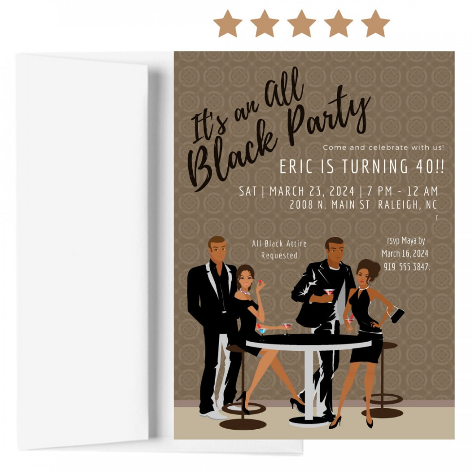 African American All Black Party Invitation African American - Etsy