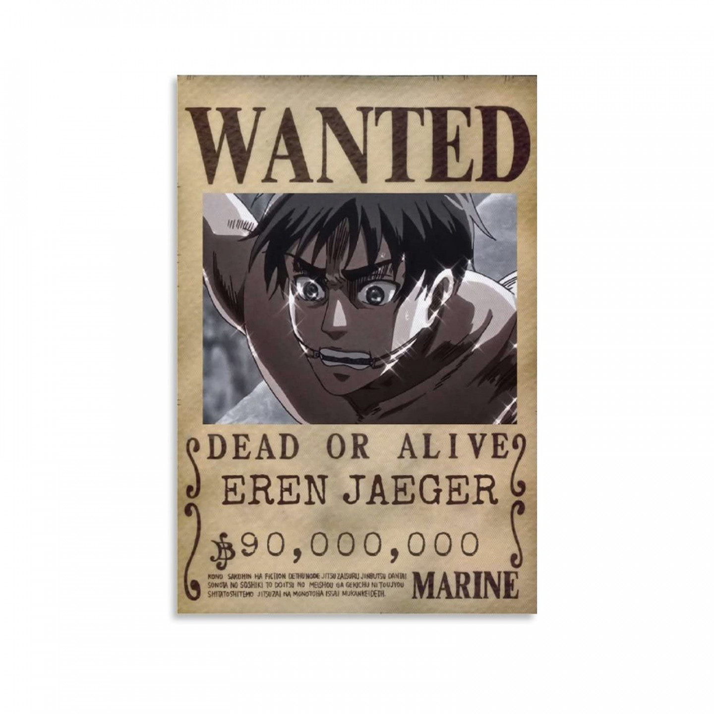 Anime Attack on Titan Wanted Poster Eren Jaeger Leinwand-Kunst-Poster und  Wandkunstdruck, modernes Familienschlafzimmerdekor, Poster,  x  cm