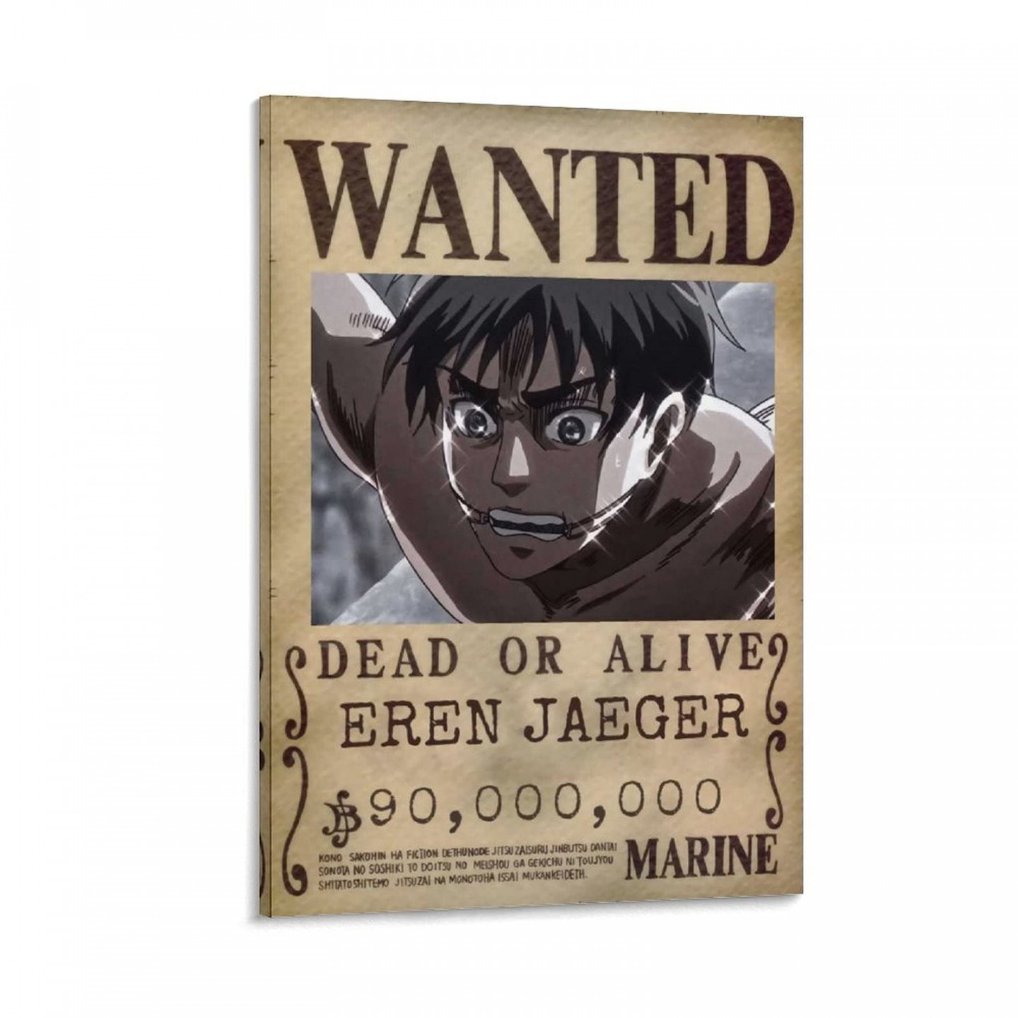 Anime Attack on Titan Wanted Poster Eren Jaeger Poster Dekorative Malerei  Leinwand Wandkunst Wohnzimmer Poster Schlafzimmer Gemälde  x  cm