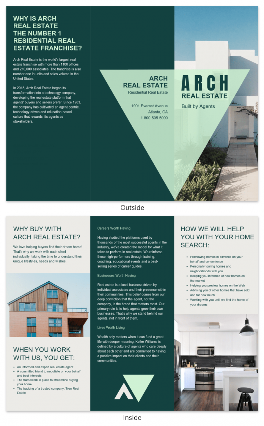 Arch Real Estate Tri Fold Brochure Template - Venngage