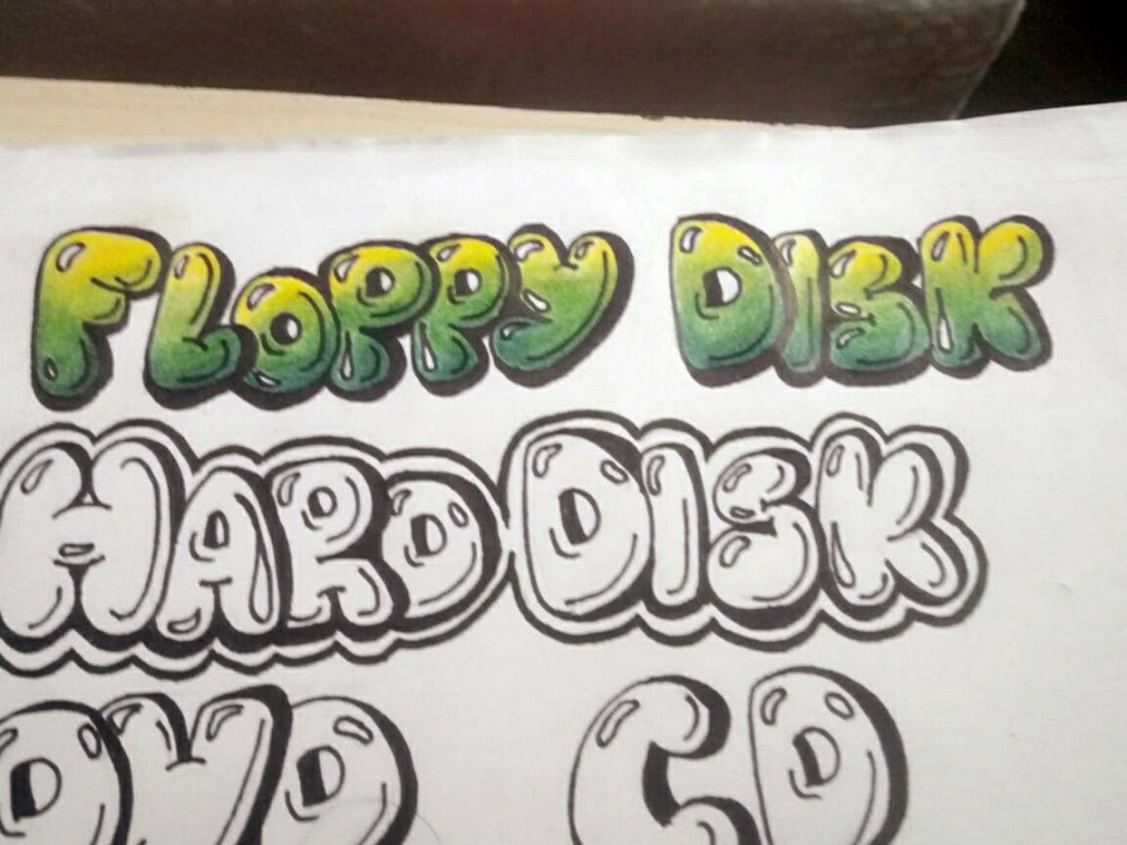 Bubble letters - pencil colour shading  Graffiti lettering