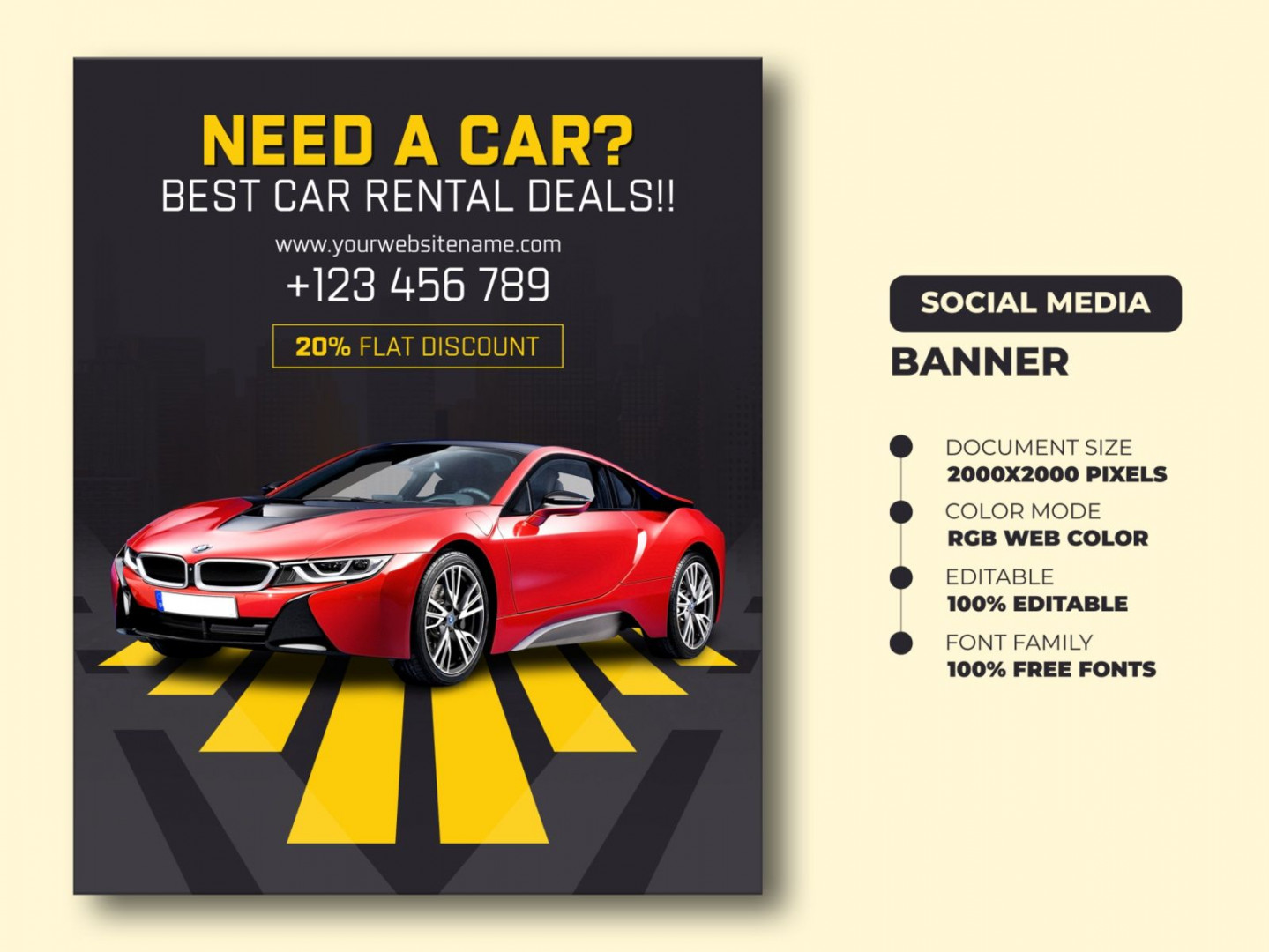 Car Rent Social Media Banner Templates  Car Rent Flyer template