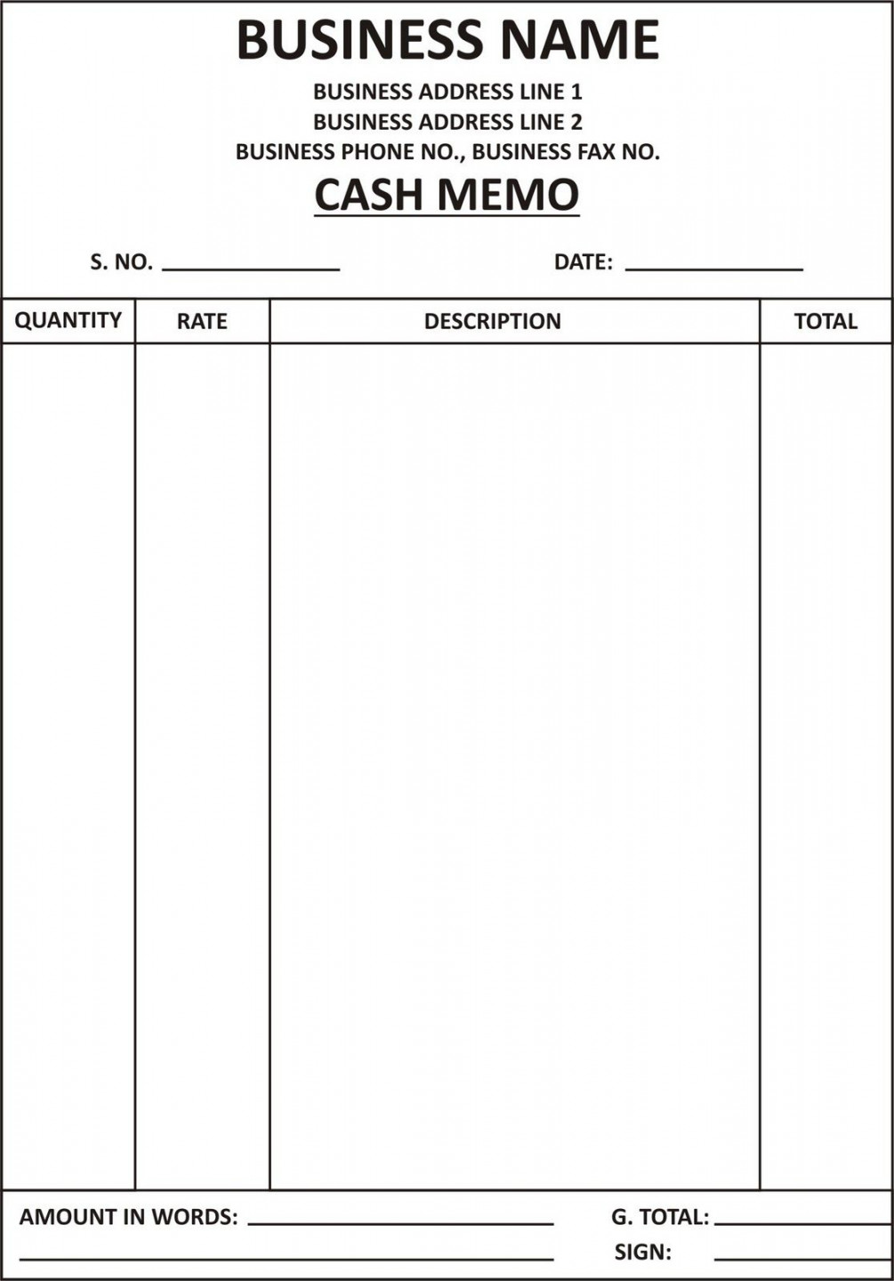 Cash Bill Format Submited Images Pic  Fly  Invoice format