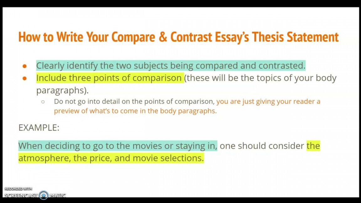 Compare & Contrast Essay - Thesis Statement & Topic Sentences