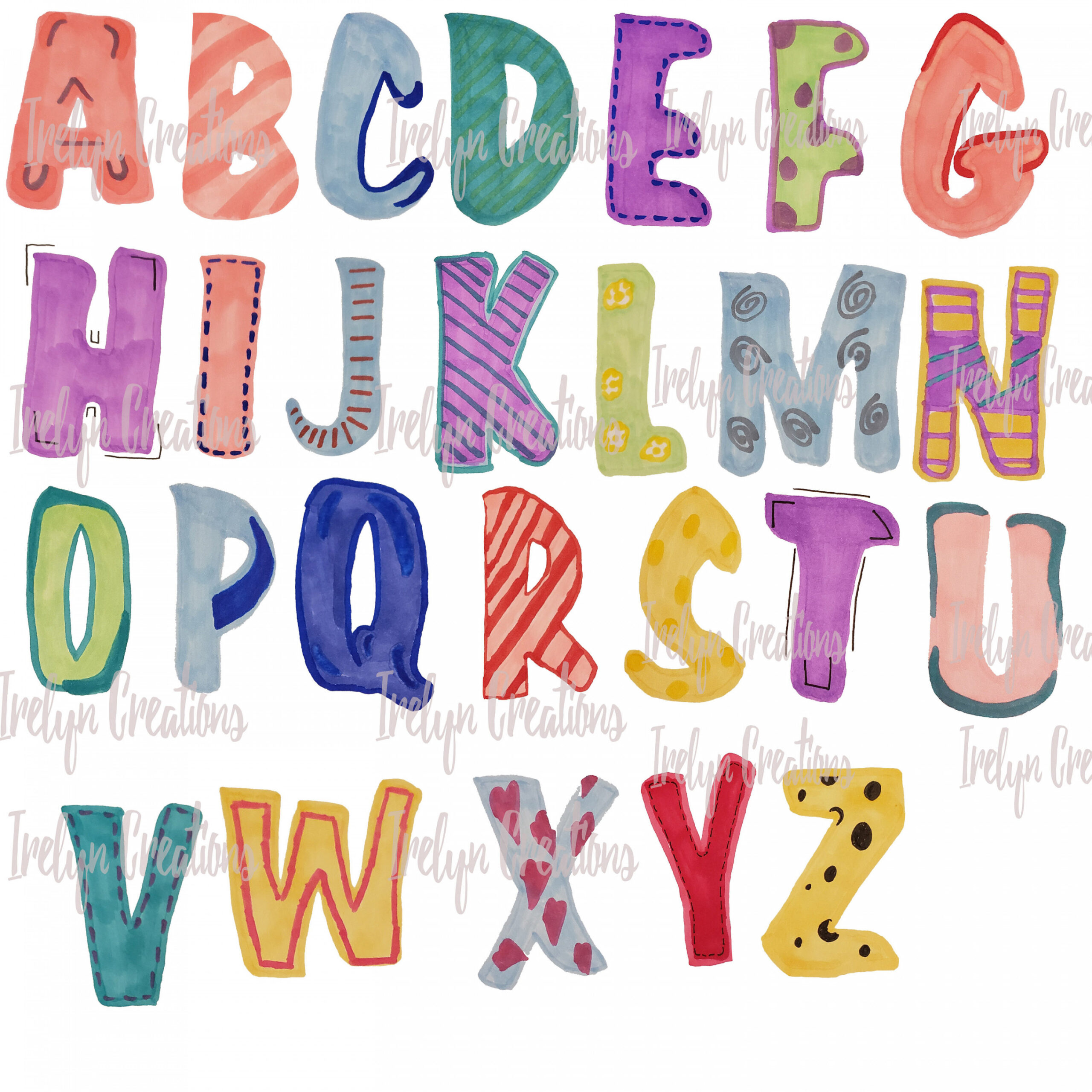 Cute Fun Whimsical Hand Drawn Bubble Letters Alphabet Font - Etsy