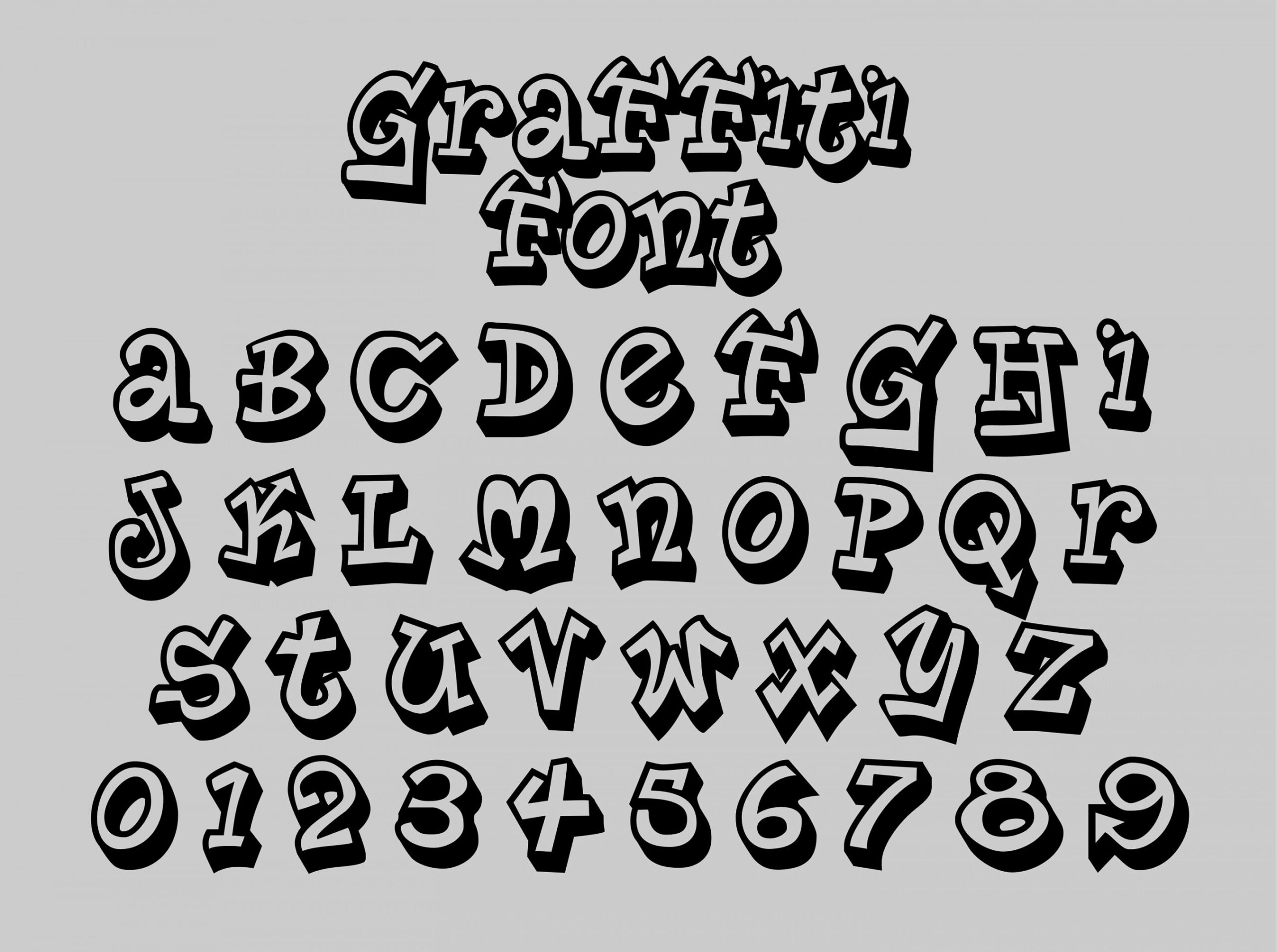 D Graffiti Alphabet Graffiti Schrift SVG PNG DXF - Etsy