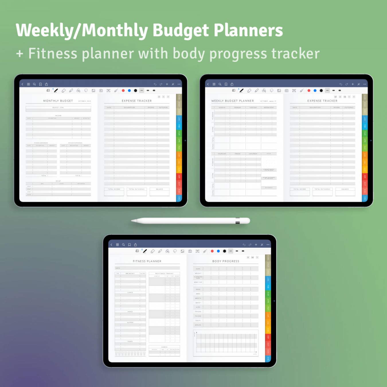 Download Monthly Digital Planner PDF for GoodNotes, iPad