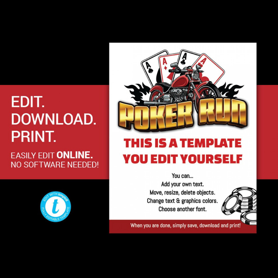 EDITABLE POKER RUN Flyer Fundraiser Motorcycle Charity Event - Etsy