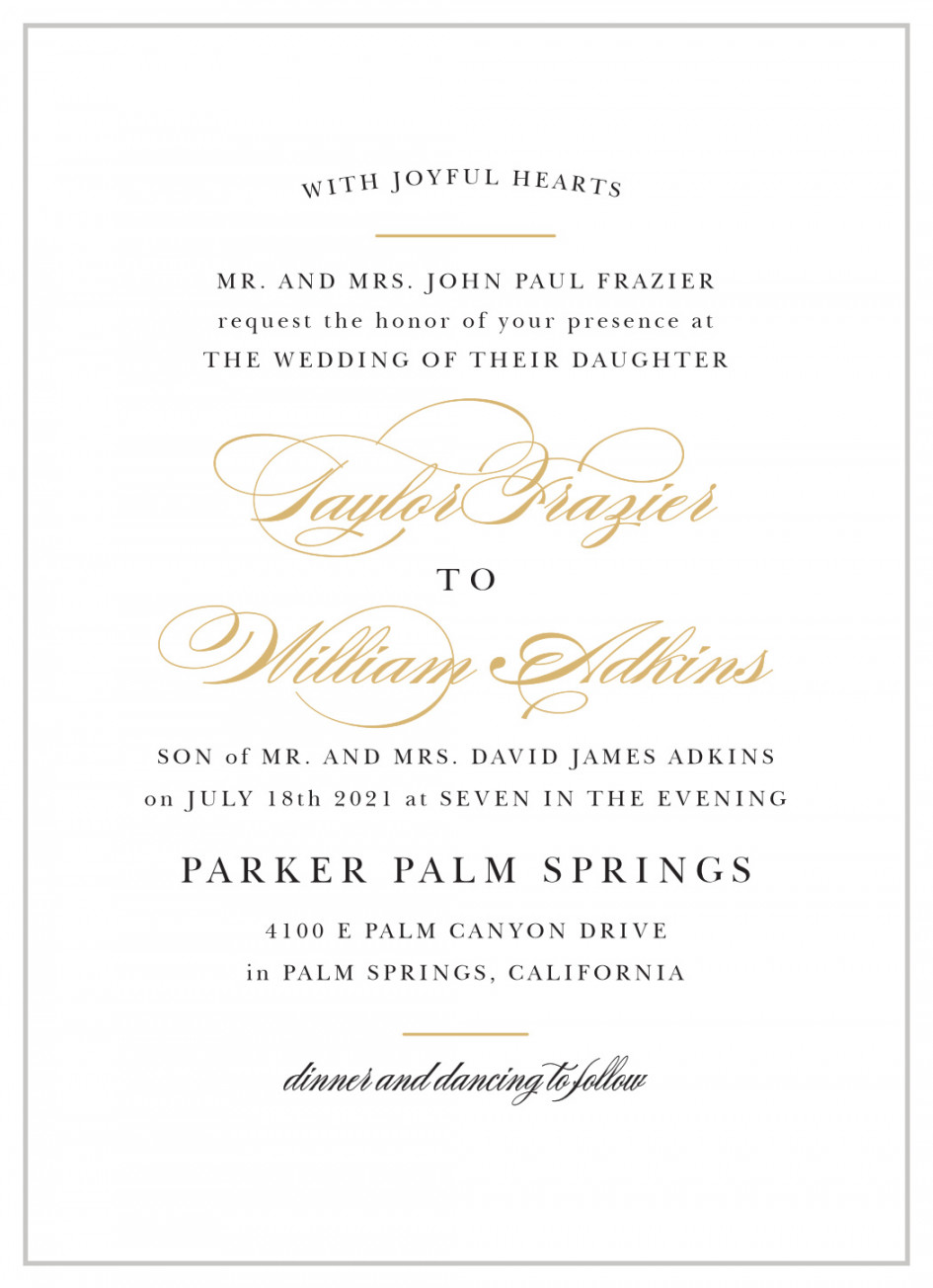 Elegant Vintage Foil Portrait Wedding Invitations