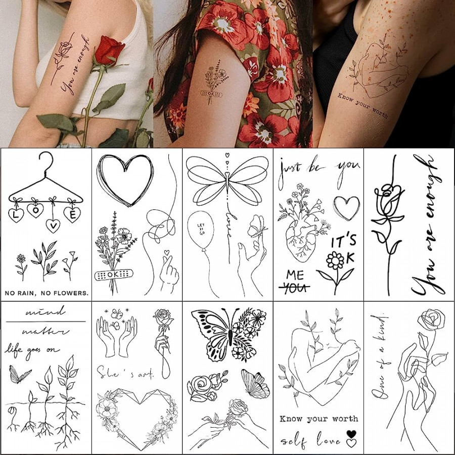 Esland Realistic Temporary Tattoos Healing Process Self Growth Mental  Health Self Love Tattoo Stickers for Women