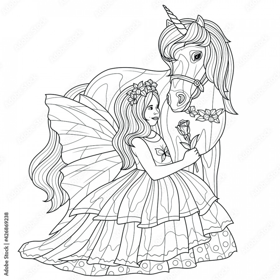 Fairy girl and unicorn