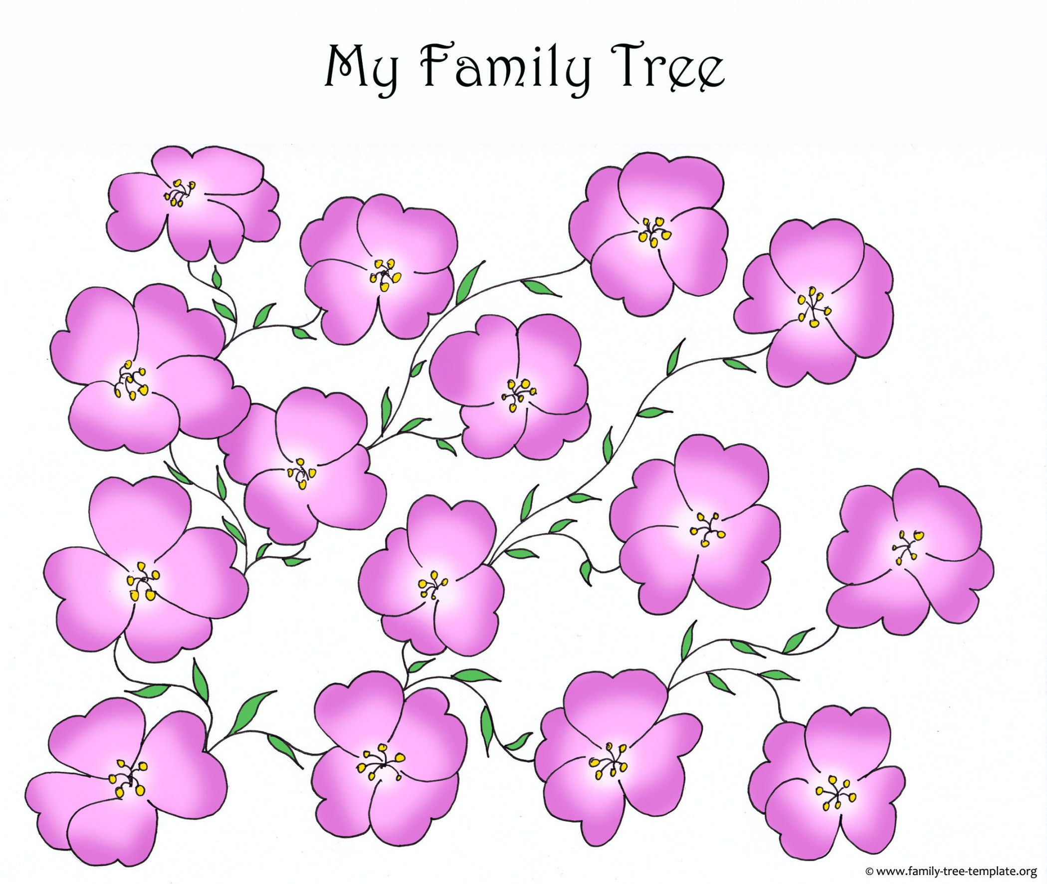 Family tree form with pink flowers