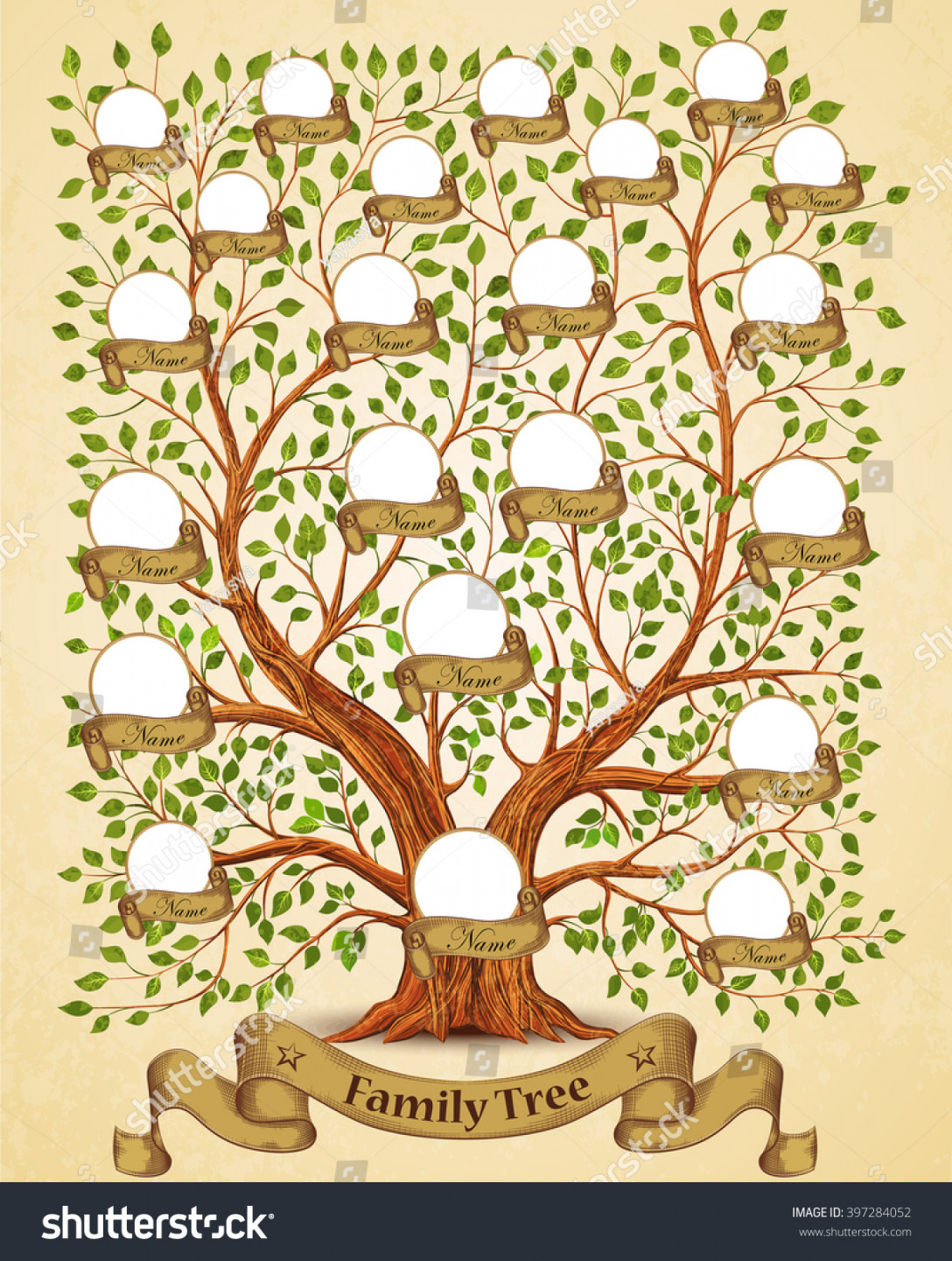 Family Tree Template Vintage Vector Illustration Stock Vector