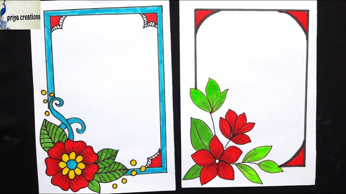 Flower Drawing Designs/How To Draw Flowers Easy/Flower Border Designs For  Project Work