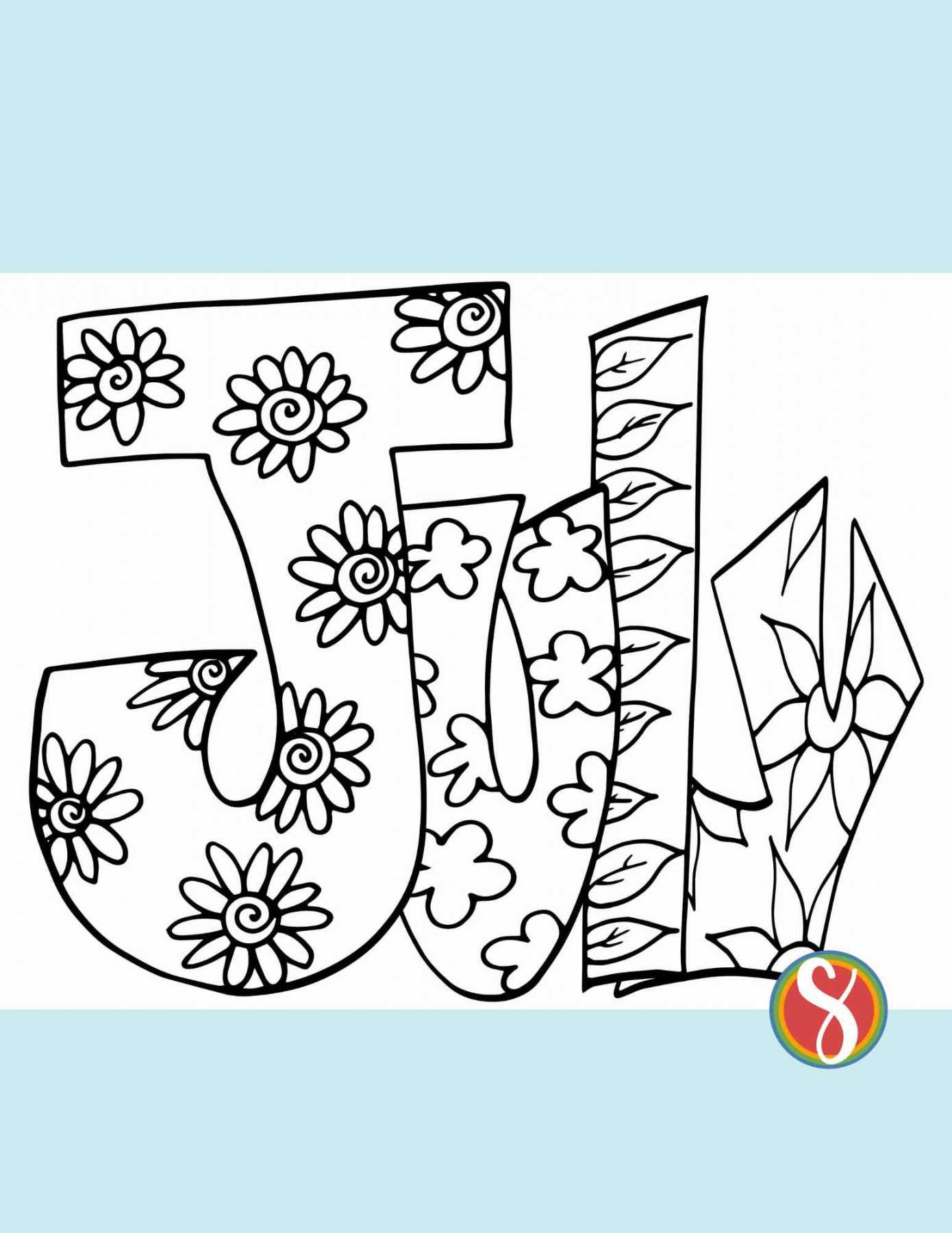 Free July Coloring Pages — Stevie Doodles