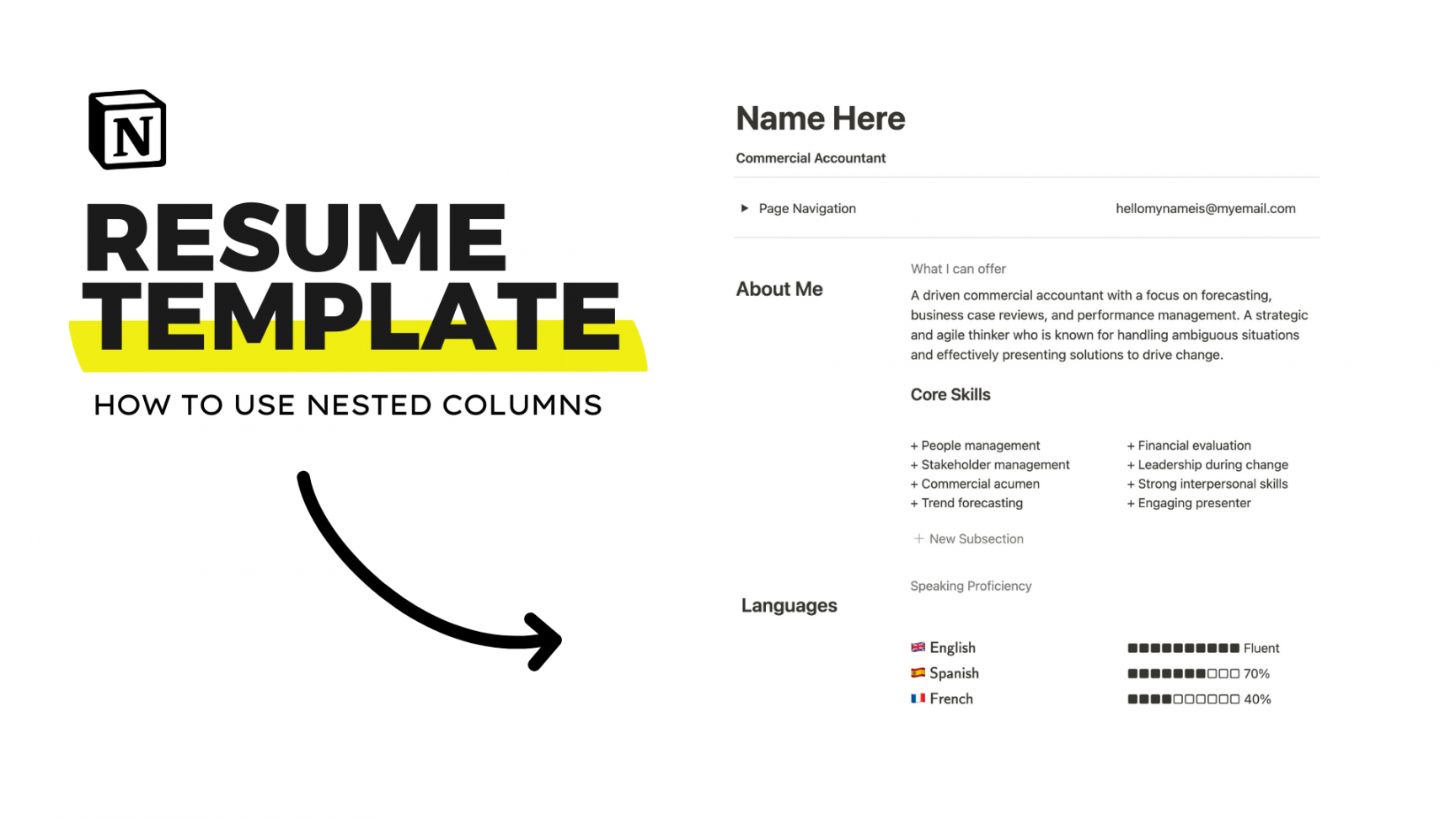 Free Notion Resume Template And How To Create Nested Columns — Red