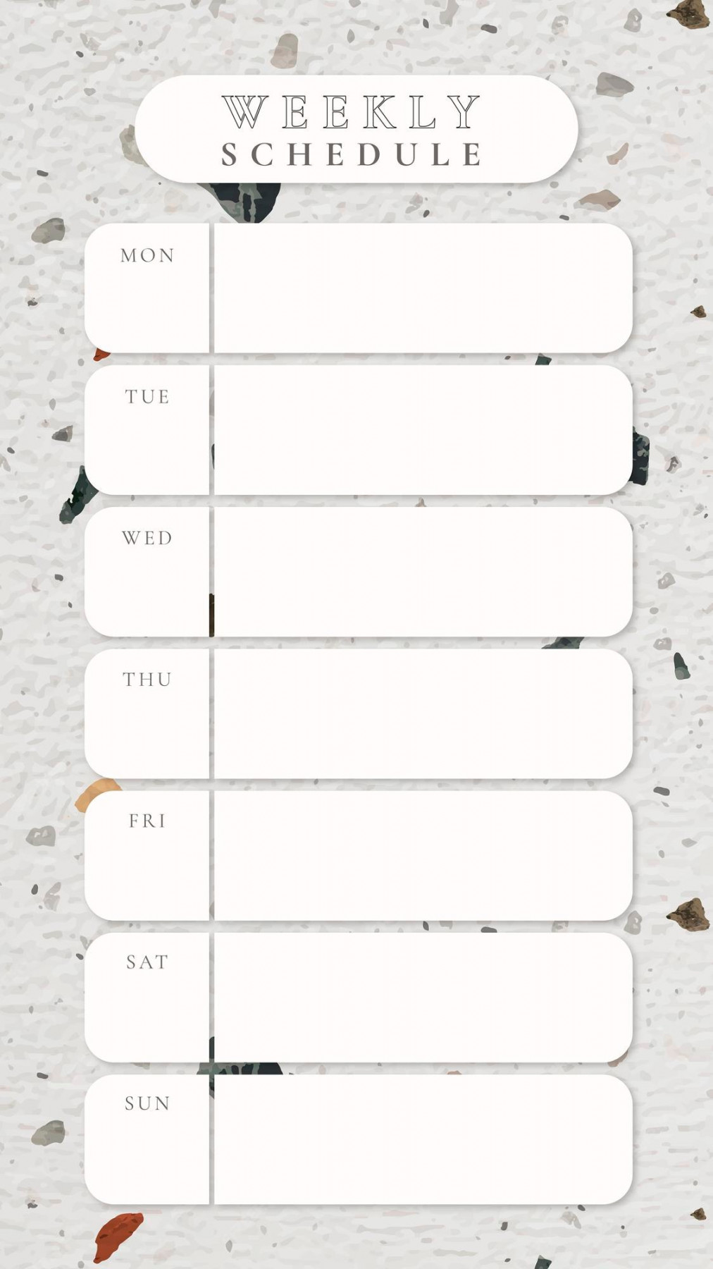 Free Vector  Weekly schedule template, terrazzo background