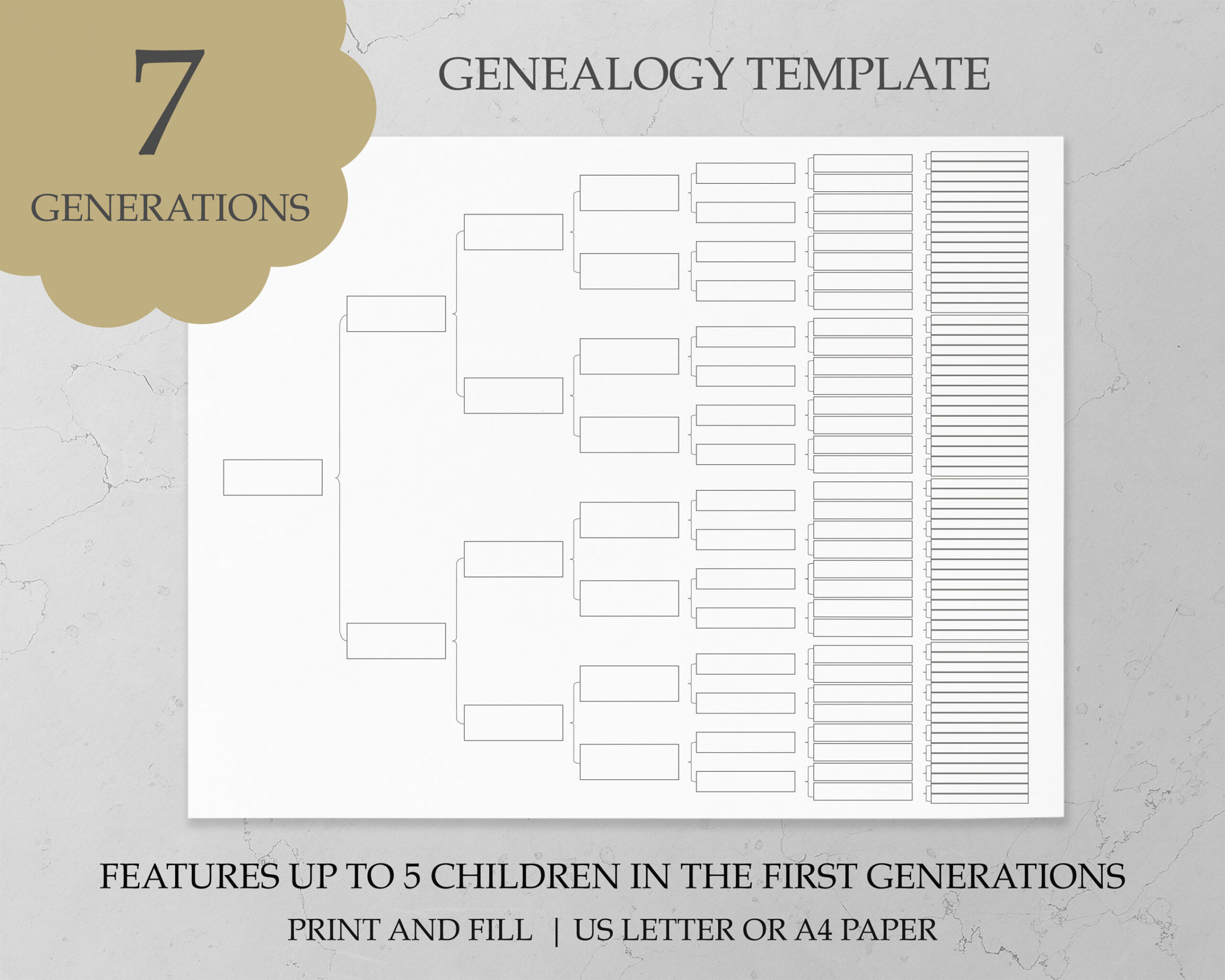 Generation Family Tree Template Editable Download Genealogy - Etsy