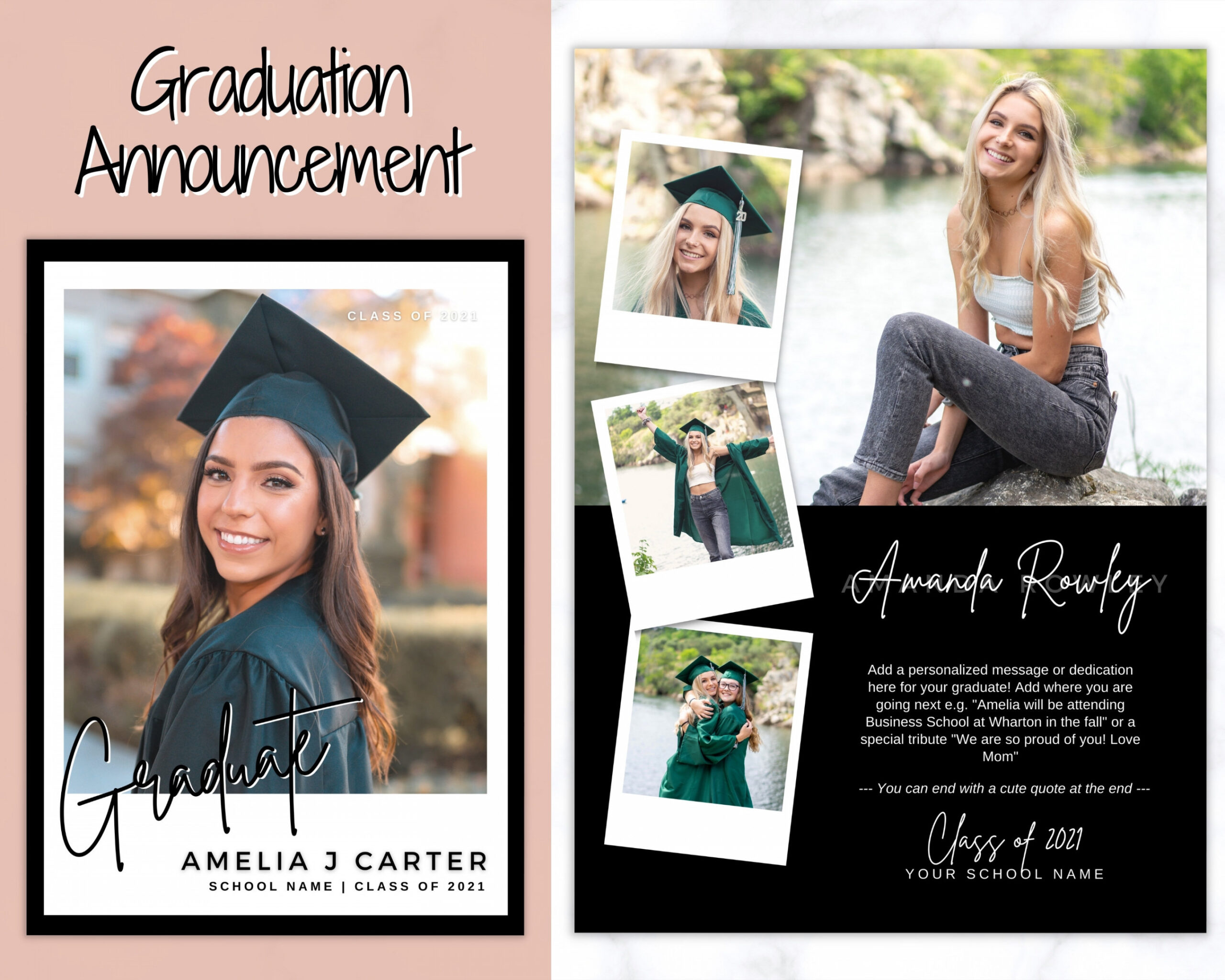 Graduation Announcement Card Template Senior & High - Etsy