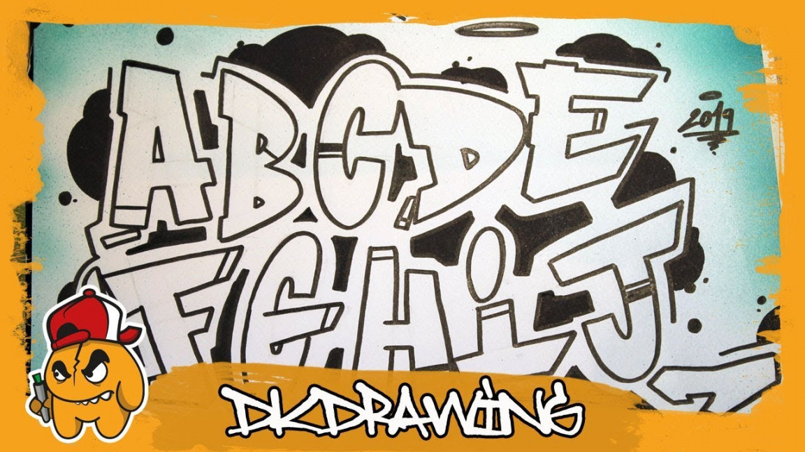 Graffiti Alphabet Simple Style A to Z Letter by Letter