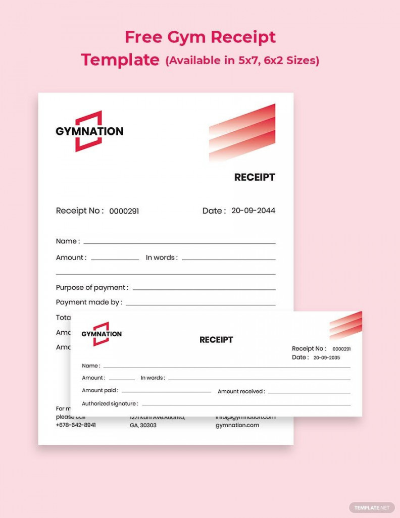 Gym Receipt Template - Download in Google Docs, Google Sheets, PSD