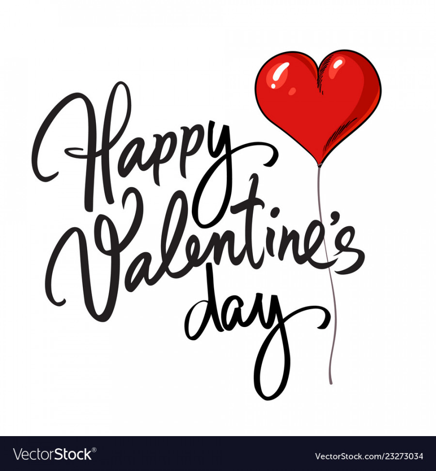 Happy valentines day handwritten lettering black Vector Image