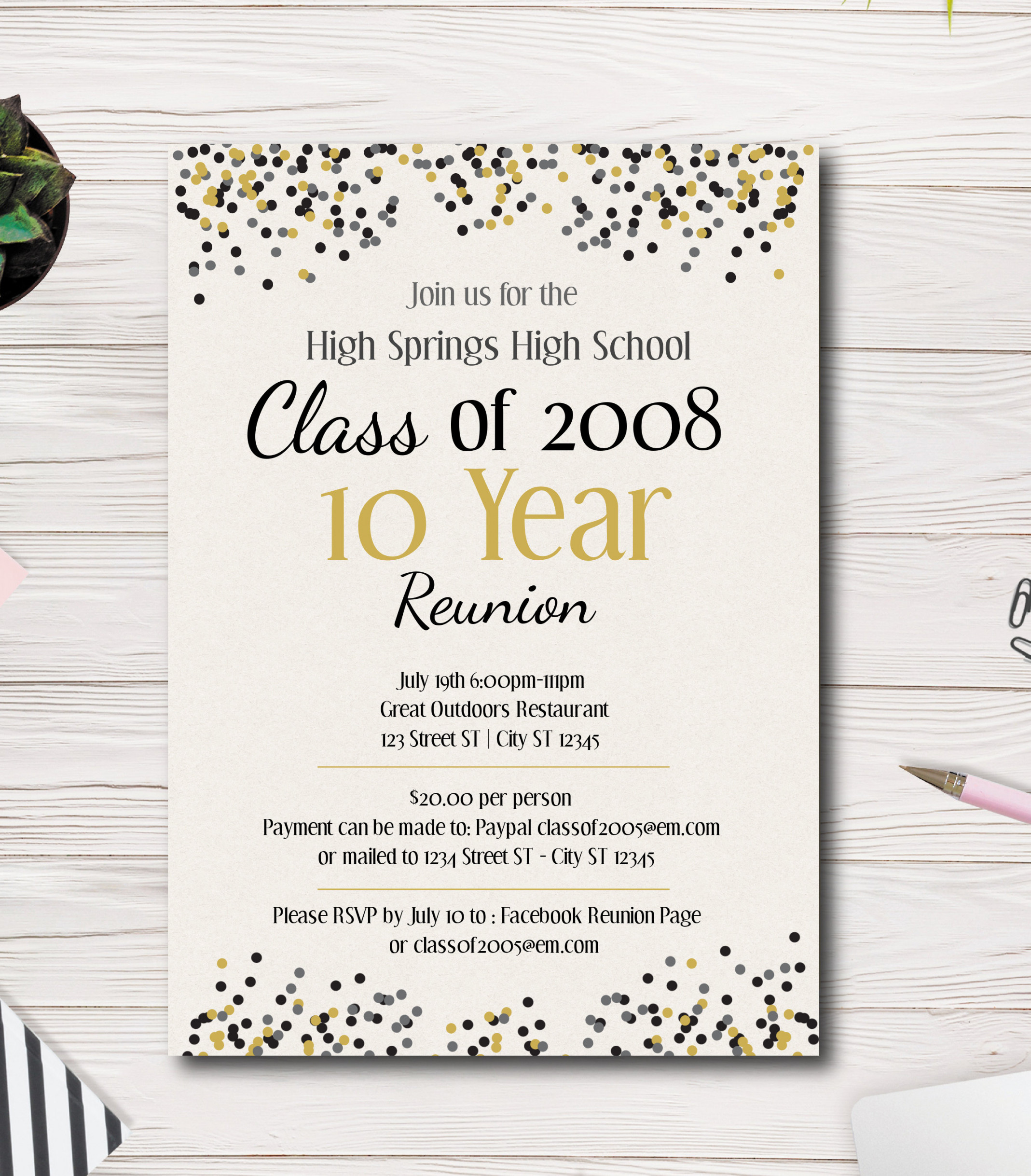 High School Reunion College Reunion Printable Invitation AND - Etsy