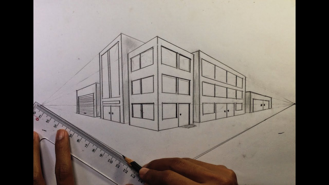 How To Draw in Two Point Perspective - Simple Town #