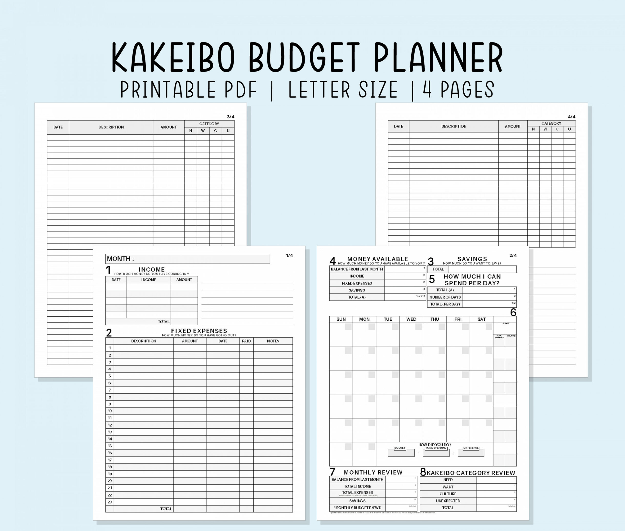 Kakeibo Budget Planner Druckbare Pdf Einlagen Digitale Datei - Etsy