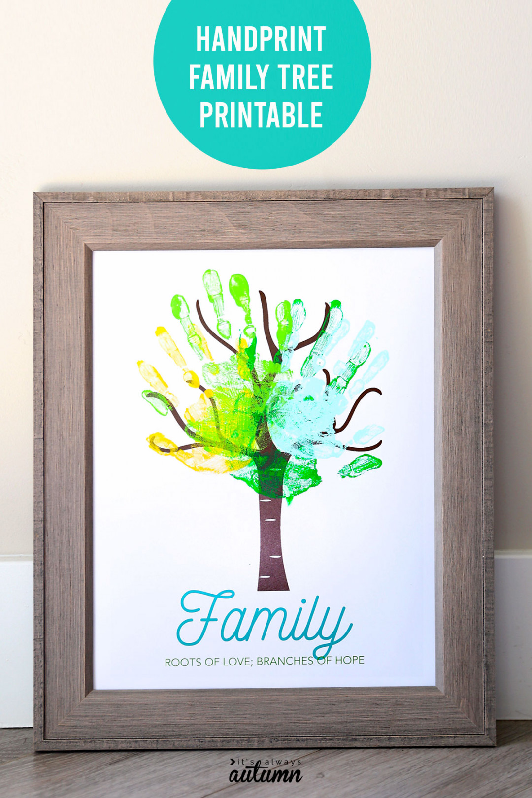 Make an adorable family handprint tree great gift idea - It