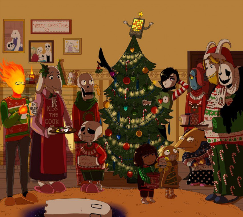 Merry Undertale Christmas  Милые рисунки, Фан арт, Рисунки