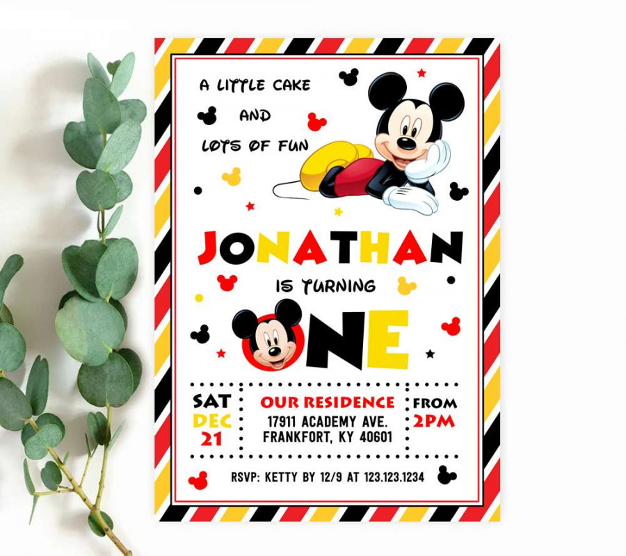 Mickey st Birthday Invitation - Edit Yourself Online FREE Demo