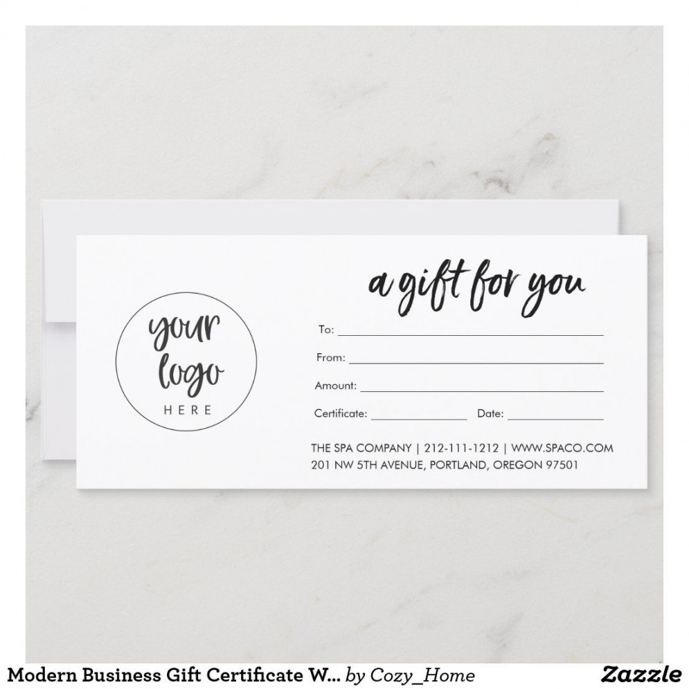 Modern Business Gift Certificate With Logo  Zazzle  Business