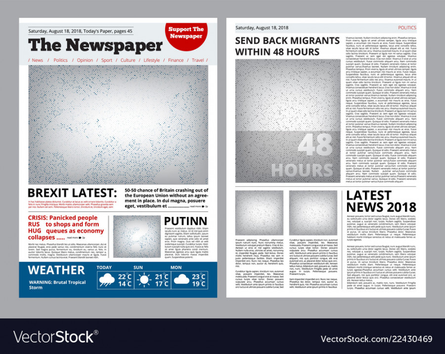 Newspaper design headline journal template Vector Image