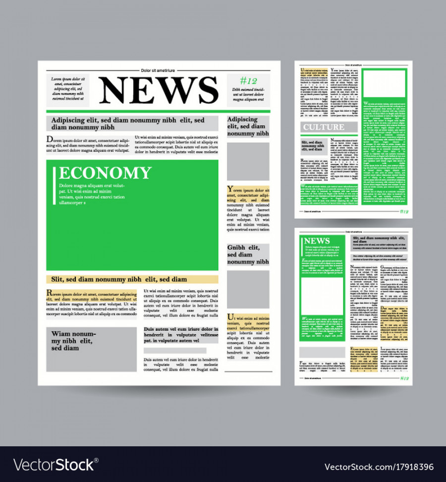 Newspaper design template financial Royalty Free Vector