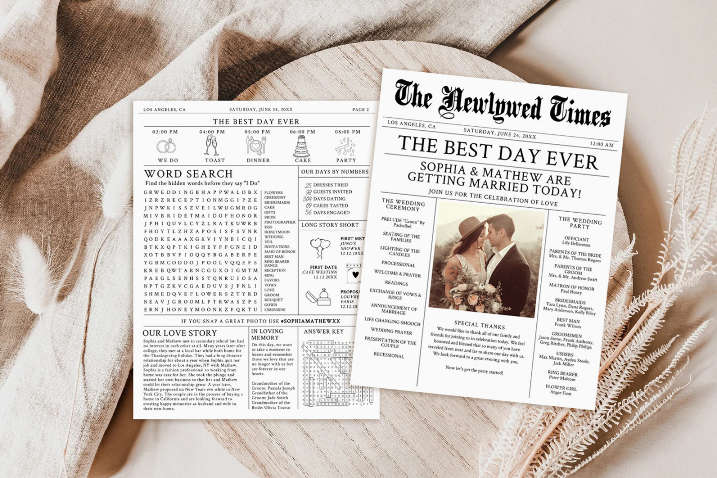 Newspaper Wedding Program Template Editable Wedding - Etsy