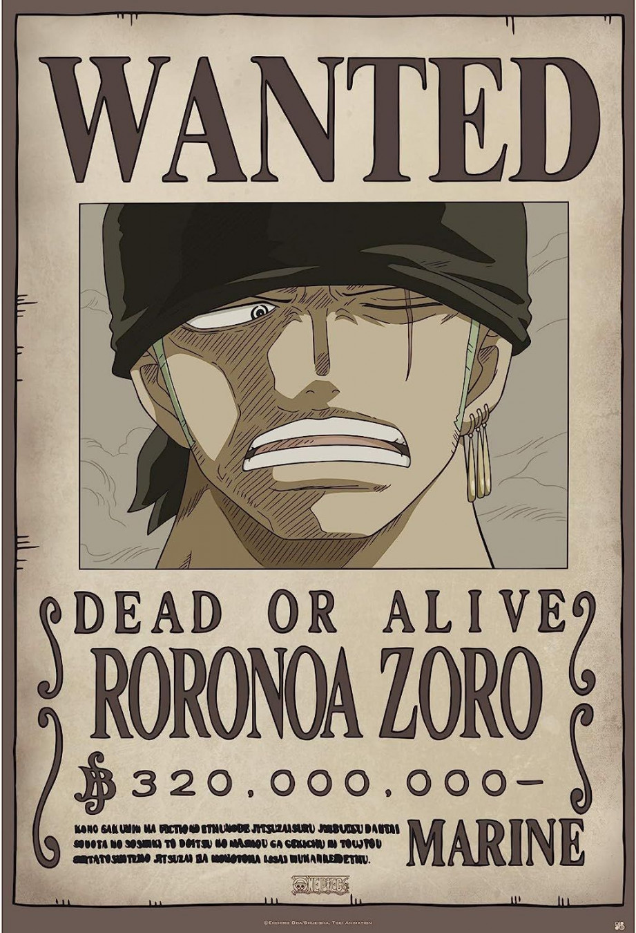 One Piece Wanted Poster in   One piece bounties, Roronoa zoro