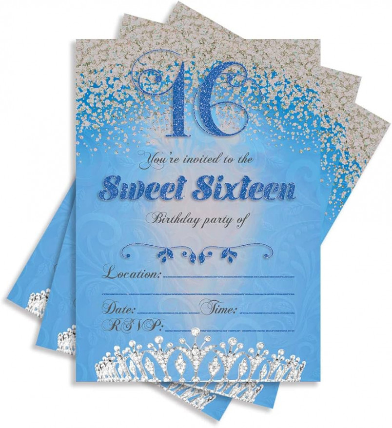 Pack of  Blue th Birthday Invitations Double Sided