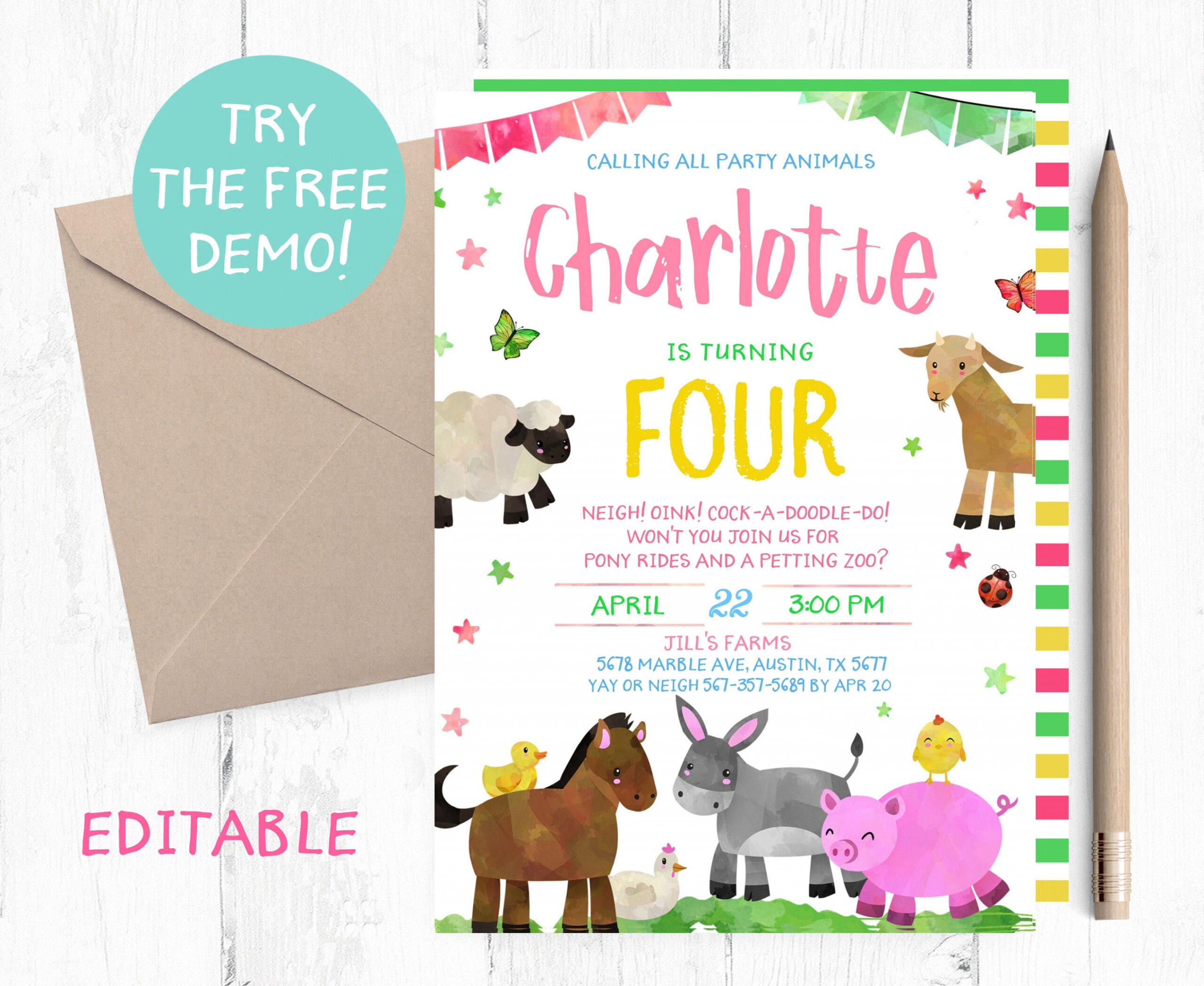 Petting Zoo Birthday Invitation Petting Zoo Invitations - Etsy