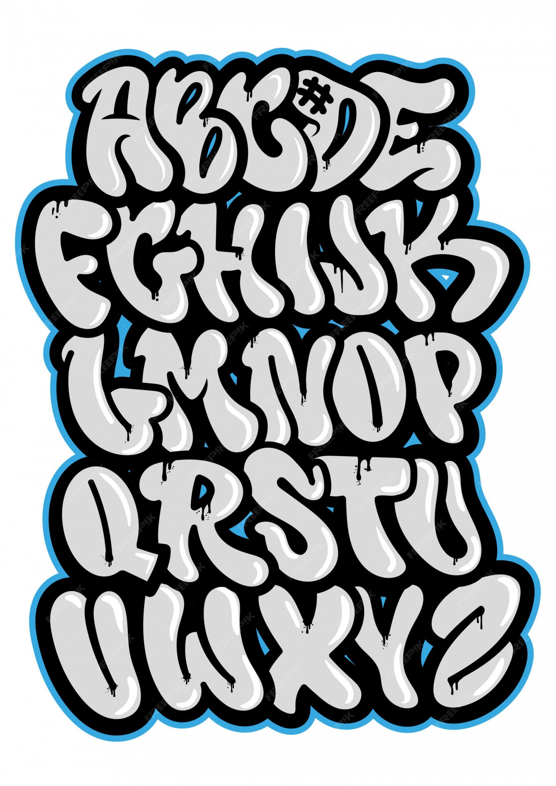 Premium Vector  Graffiti street vandal style alphabet, letters