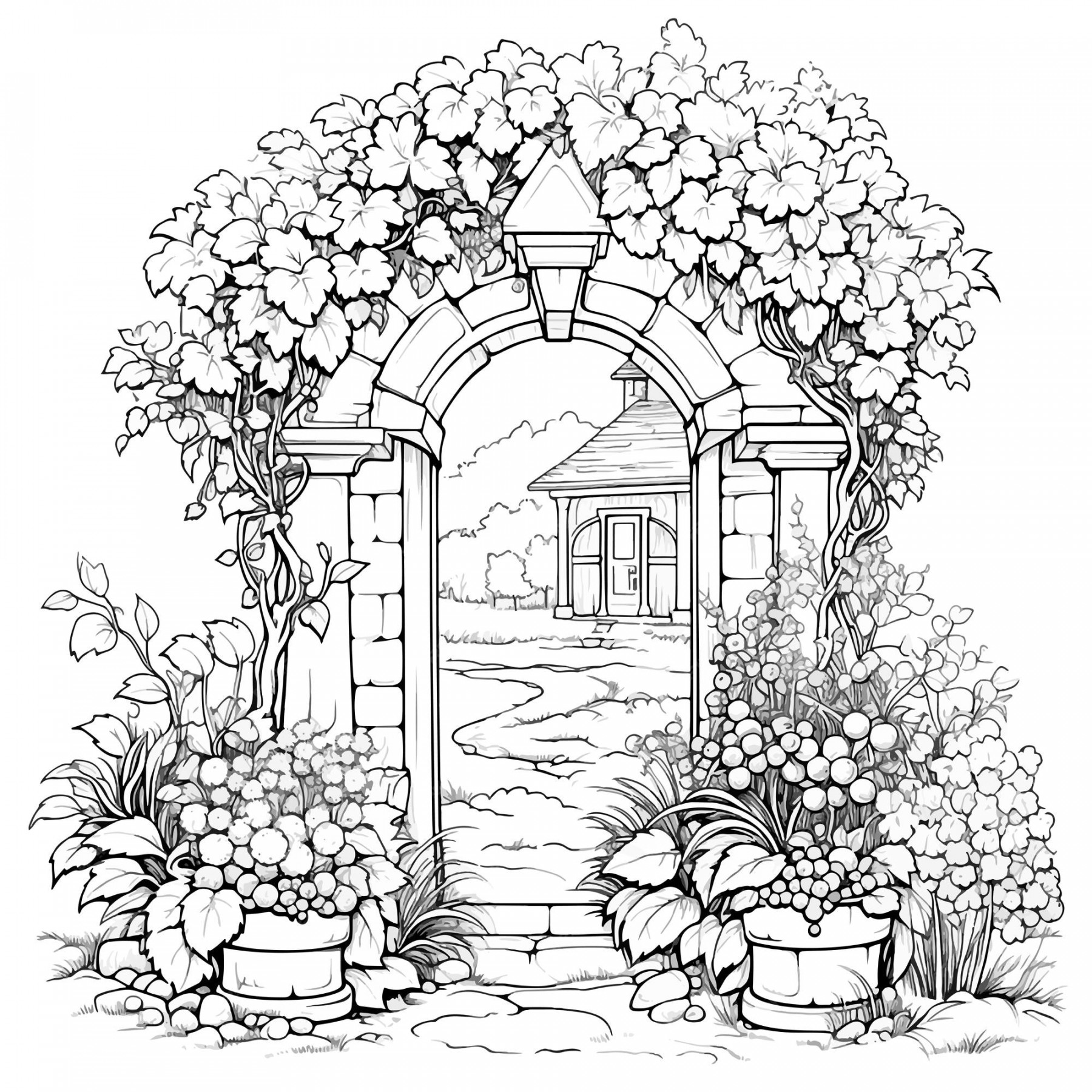 Premium Vector  Romantic secret garden coloring pages coloring