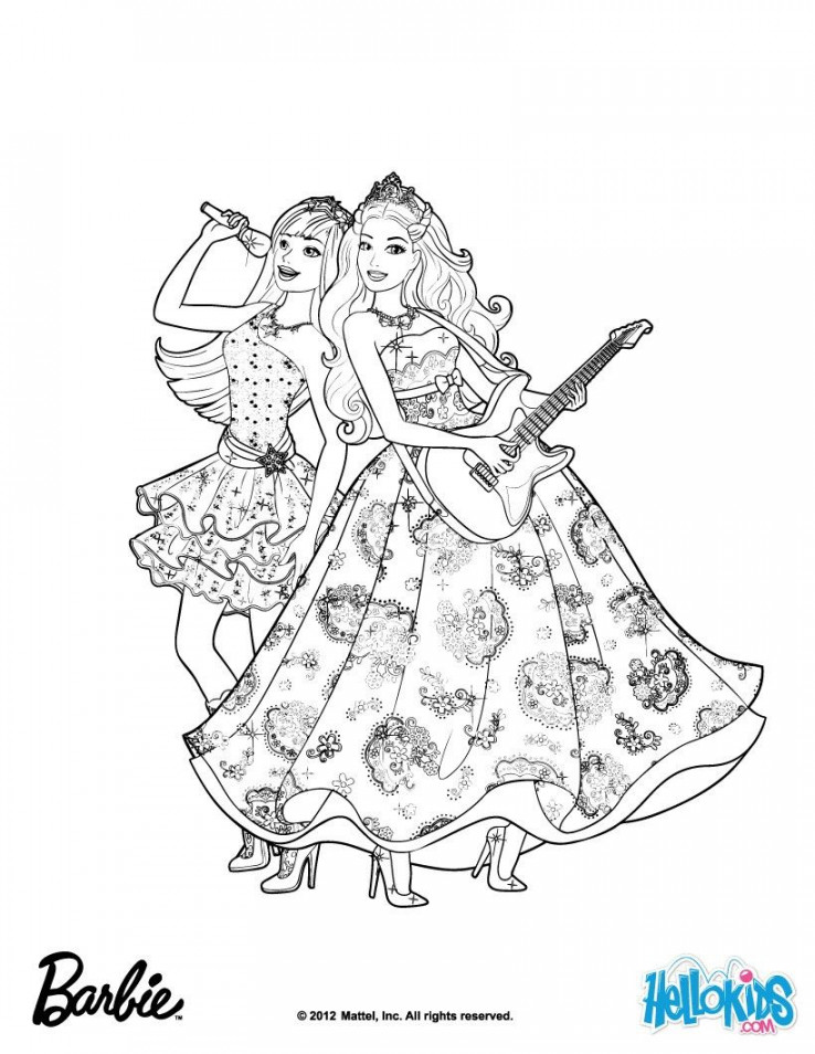 Princess Tori and Keira popstar Barbie coloring page