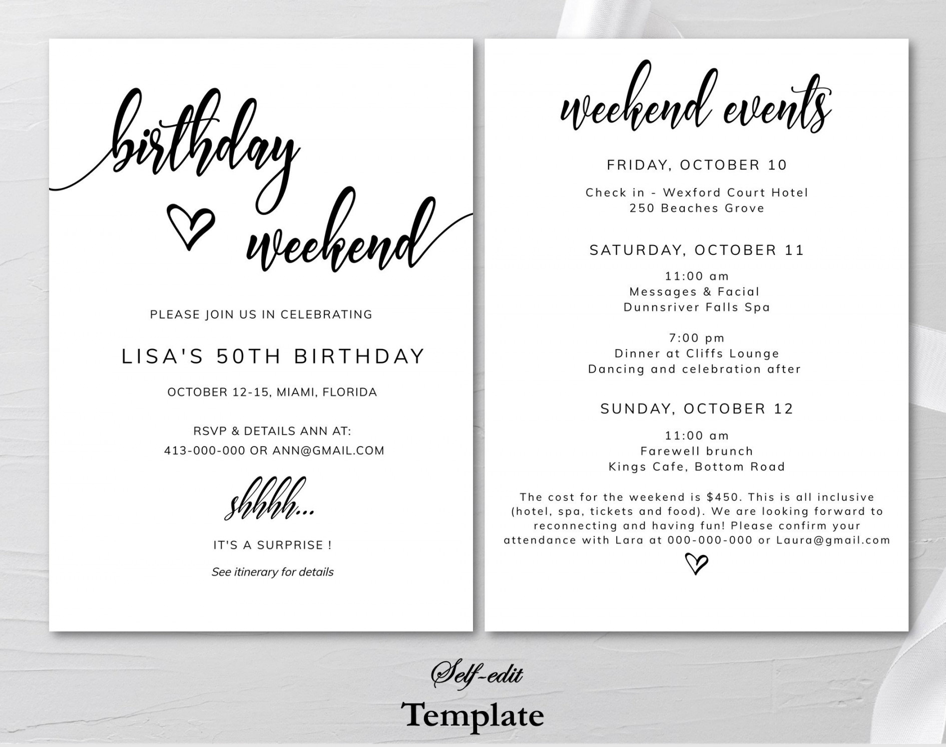 Printable Birthday Itinerary Template Editable Birthday - Etsy