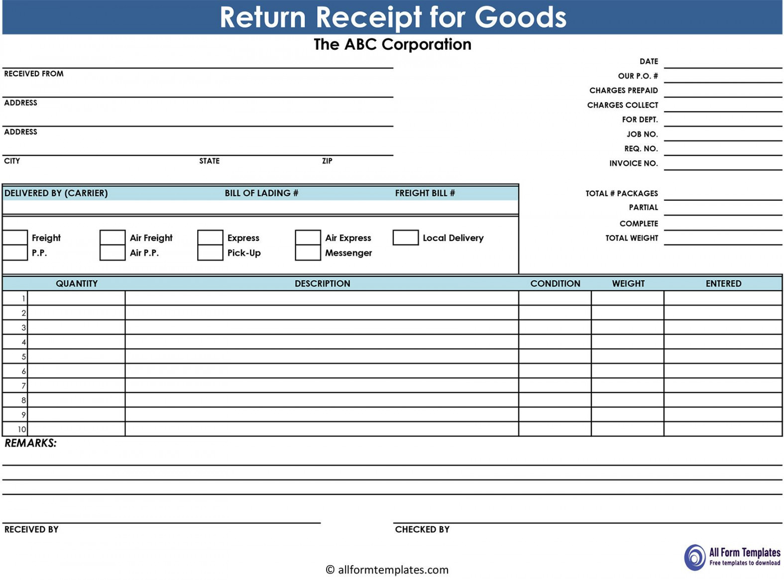 Receipt for goods and products  Receipt template, Word template