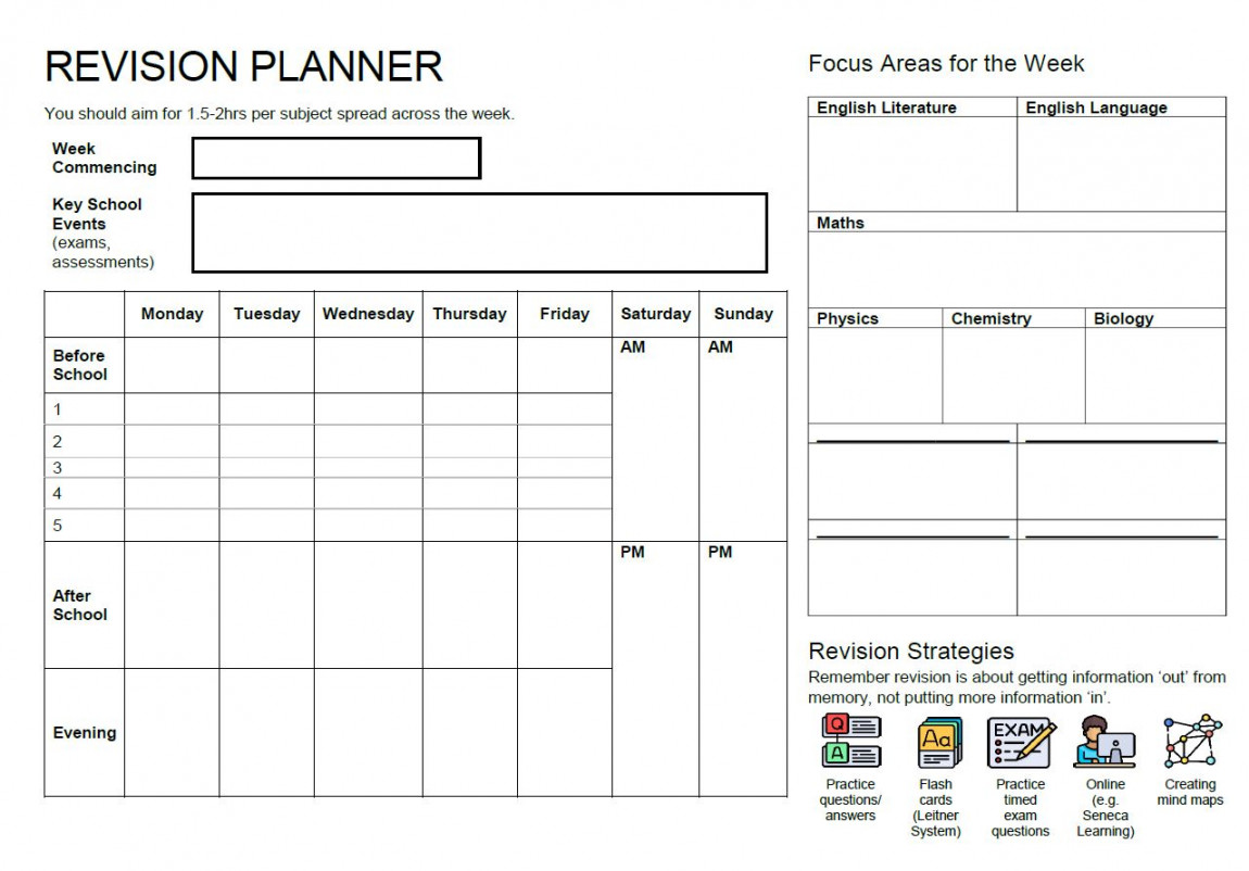 Revision Weekly Schedule Template  Rawlins - A Church of England