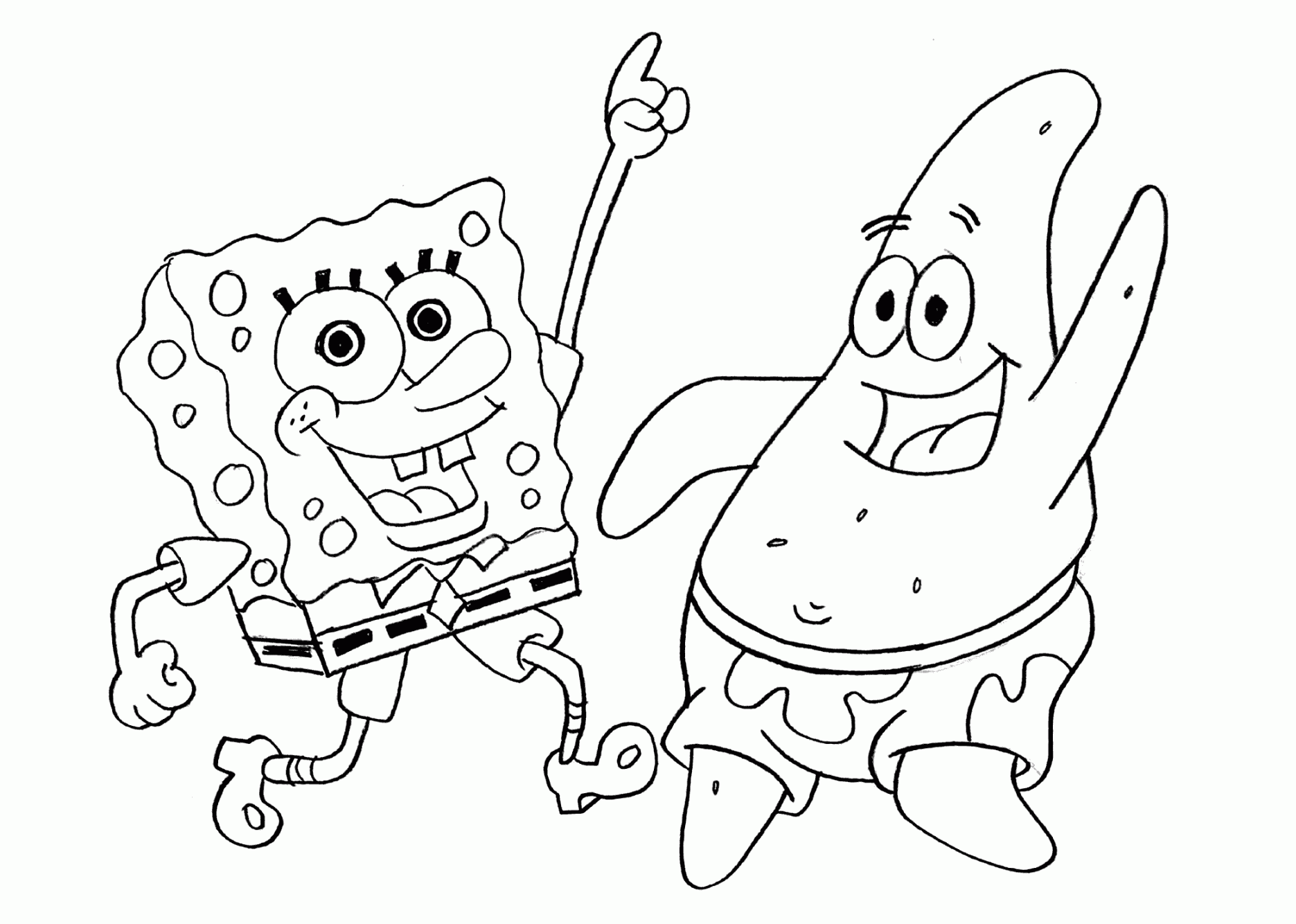 Spongebob and Patrick Dancing Coloring Page  Cartoon coloring