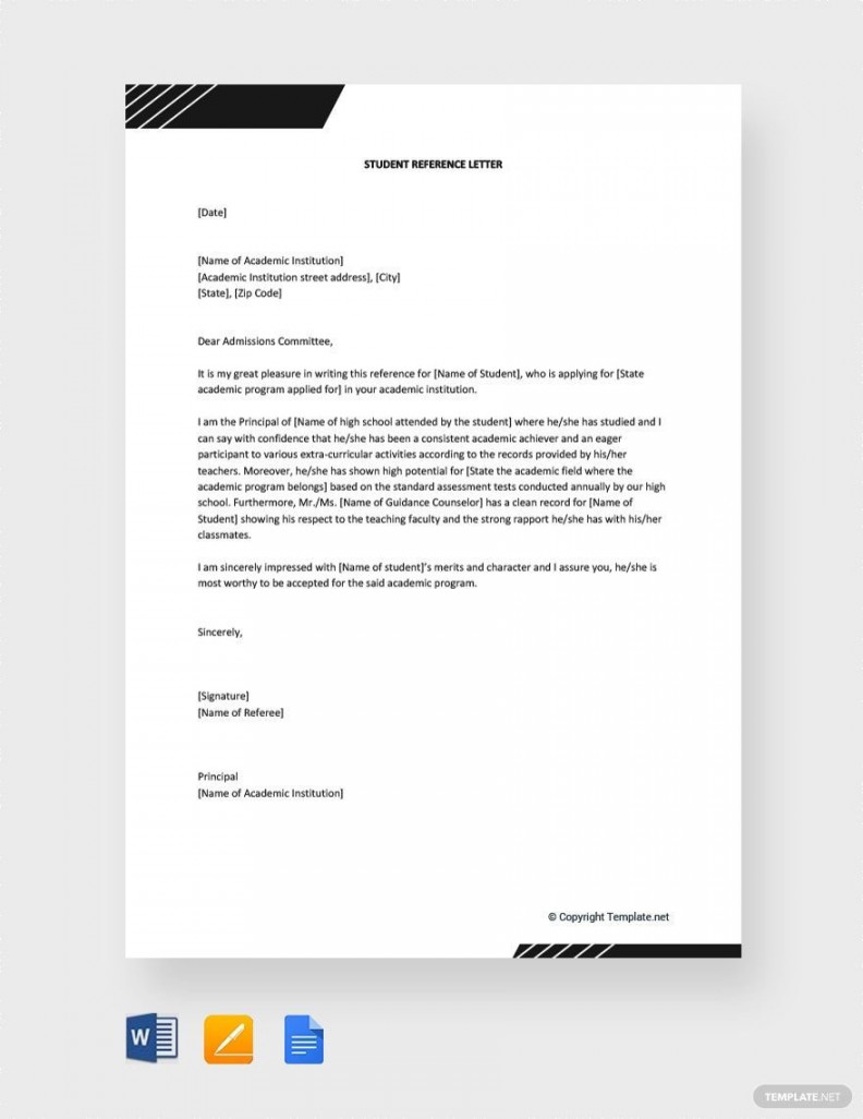 Student Reference Letter - Download in Word, Google Docs, PDF