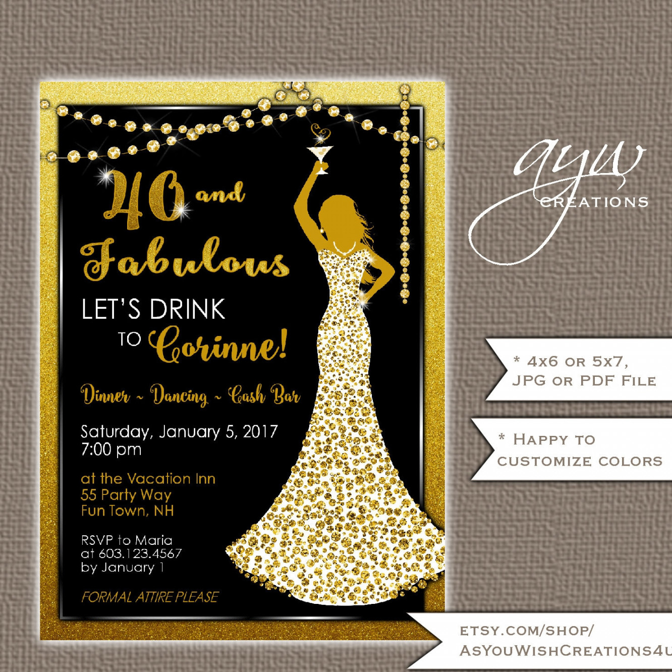 th Birthday Party Invitation Woman  and Fabulous Party Invite