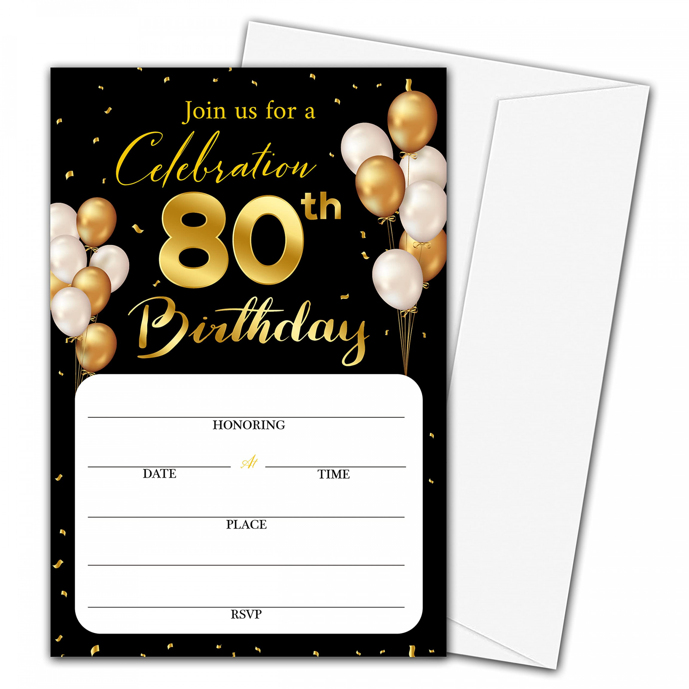 th Birthday Party Invitations with Envelopes, Classic Gold Theme, Blank  Birthday Party Invitations for Men, Party Supplies,  Invitations with