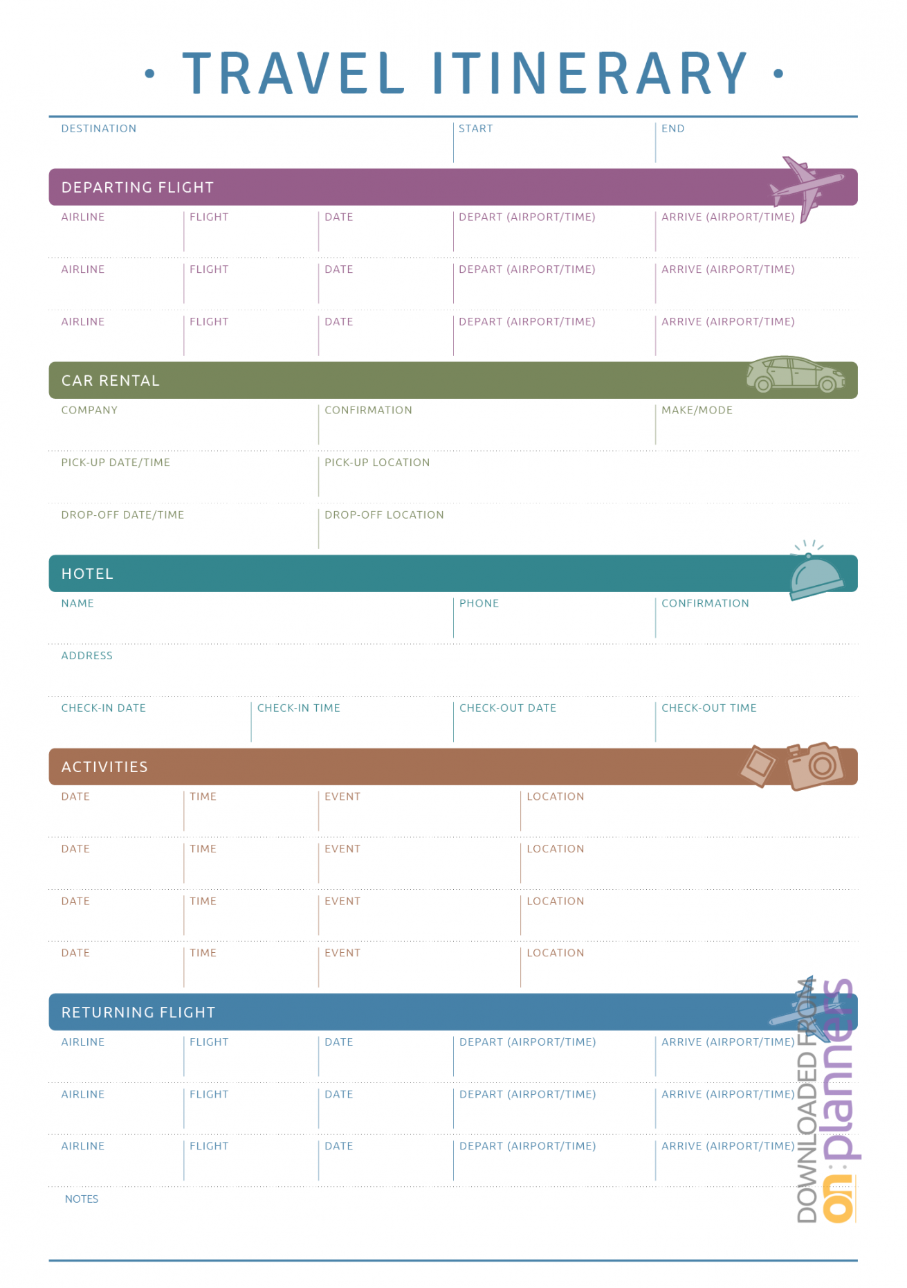 This printable travel itinerary template will be good if you plan